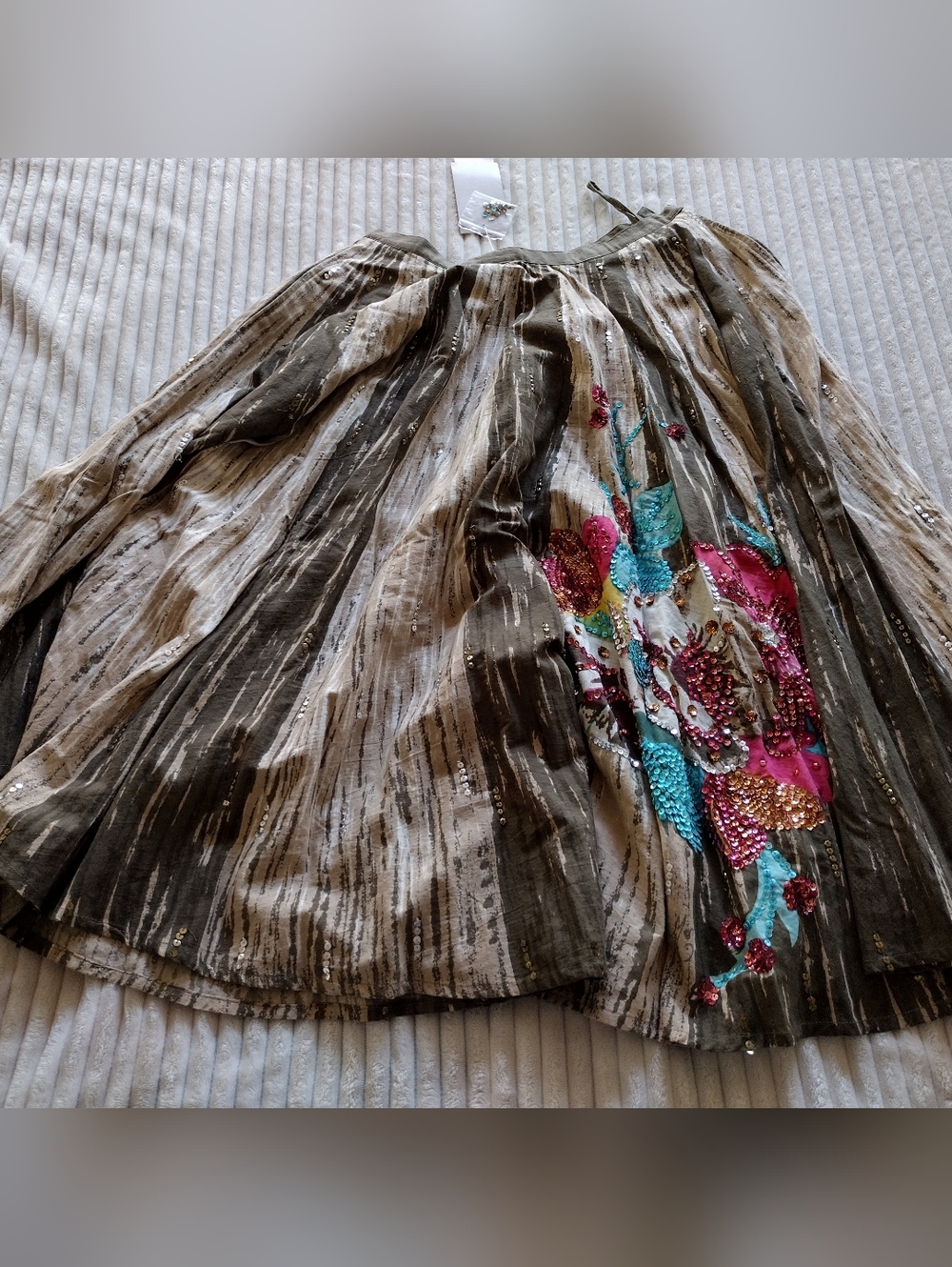 Monica Paris Calypso Multicolor Embellished Hand Embroidered Skirt